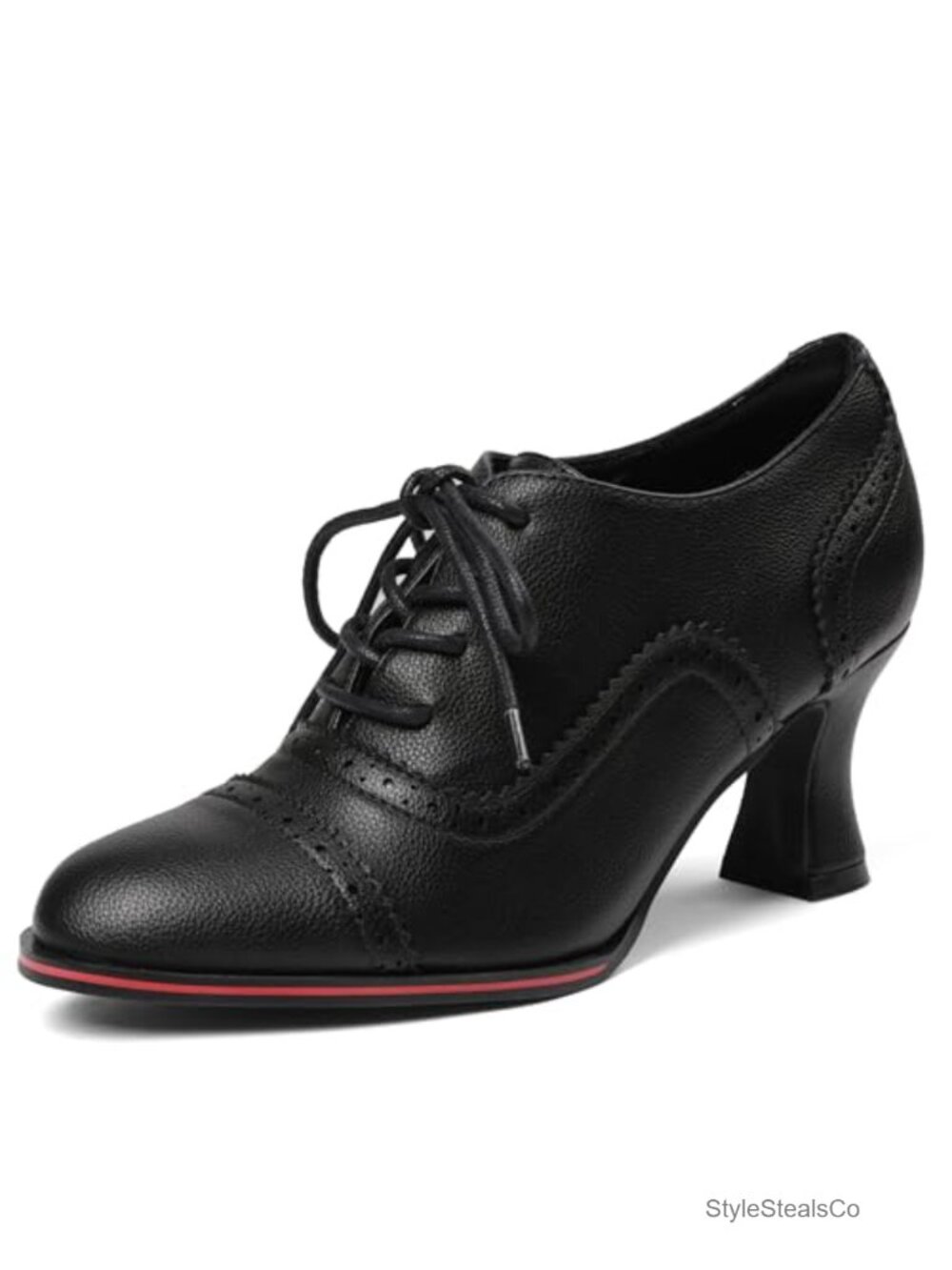 Women's Oxfords Wingtip Chunky High Heel Lace Up Brogues Booties